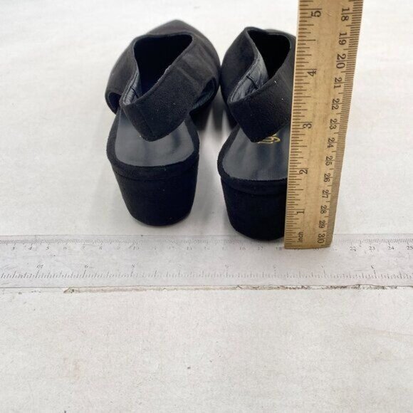 TGSIKIBW Black Pointed Toe Slingback Pumps Wedge Low Heel Slingback Slip On Shoe - Picture 5 of 8